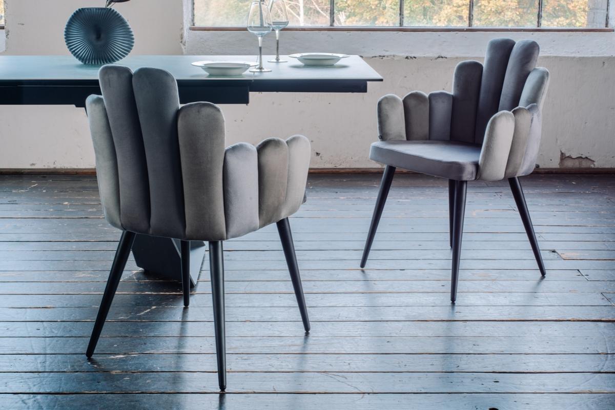 ESSZIMMERSTUHL FREJA Grau Velvet (1er-Set) - Grau, Kunststoff/Textil (58/85/56cm) - KAWOLA
