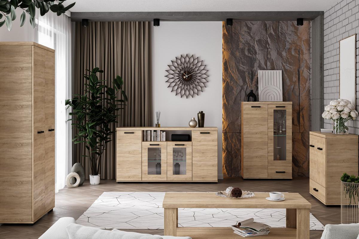 KOMMODE LIVORNO 80/126/40cm mit 1 Schubladen 2 Türen Eichefarben - Eichefarben, Holzwerkstoff (80/126/40cm) - MASSENO