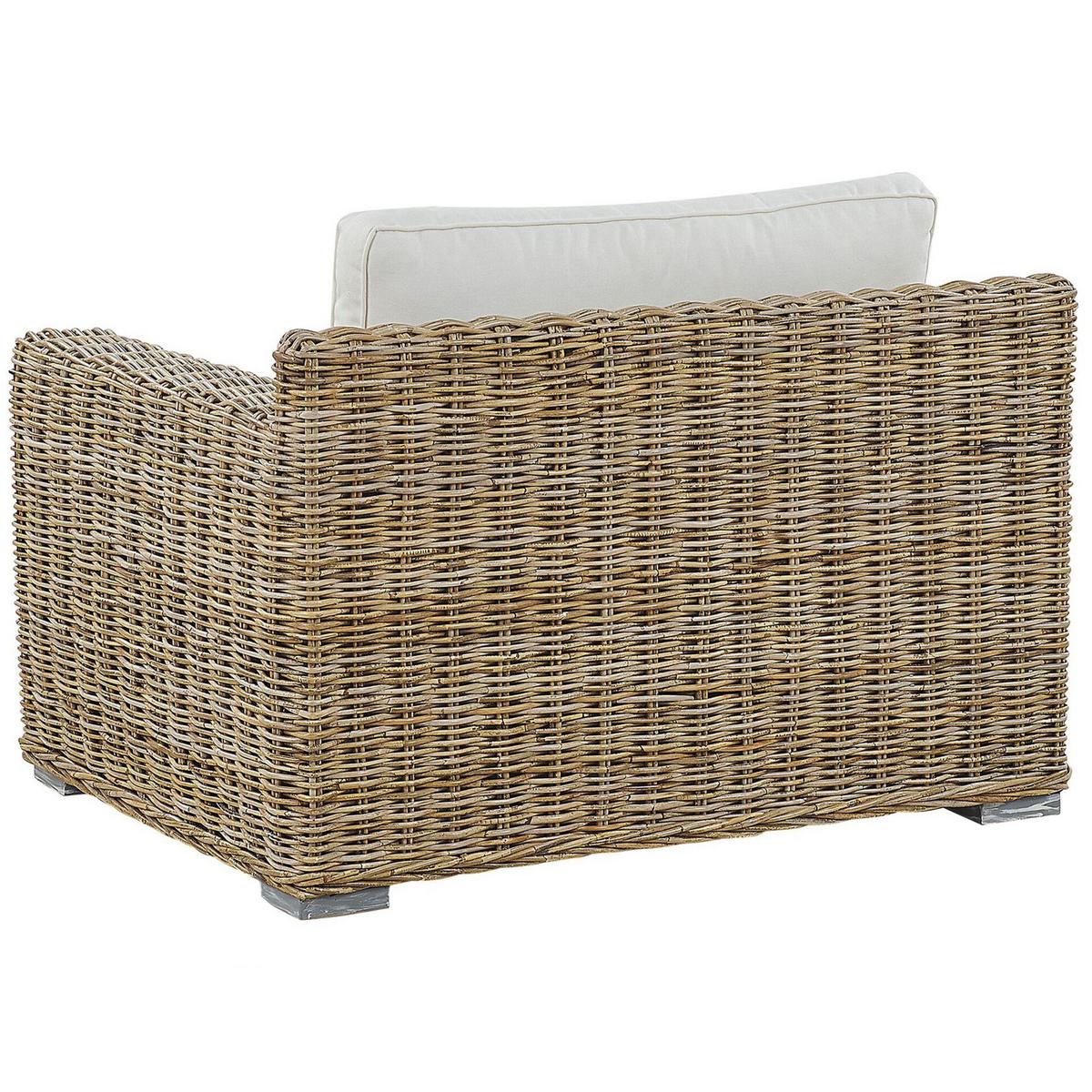 GARTENSESSEL 2er-Set Rattan natürlich Auflagen cremeweiß Ardea - Multicolor/Creme, Naturmaterialien (112/70/90cm) - Beliani