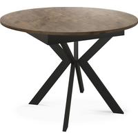 ESSTISCH Lily runder ausziehbarer, Lefkas Eiche 100-140/100/76 cm - Alteiche/Schwarz, Holzwerkstoff/Metall (100/140/76cm) - WFL GROUP