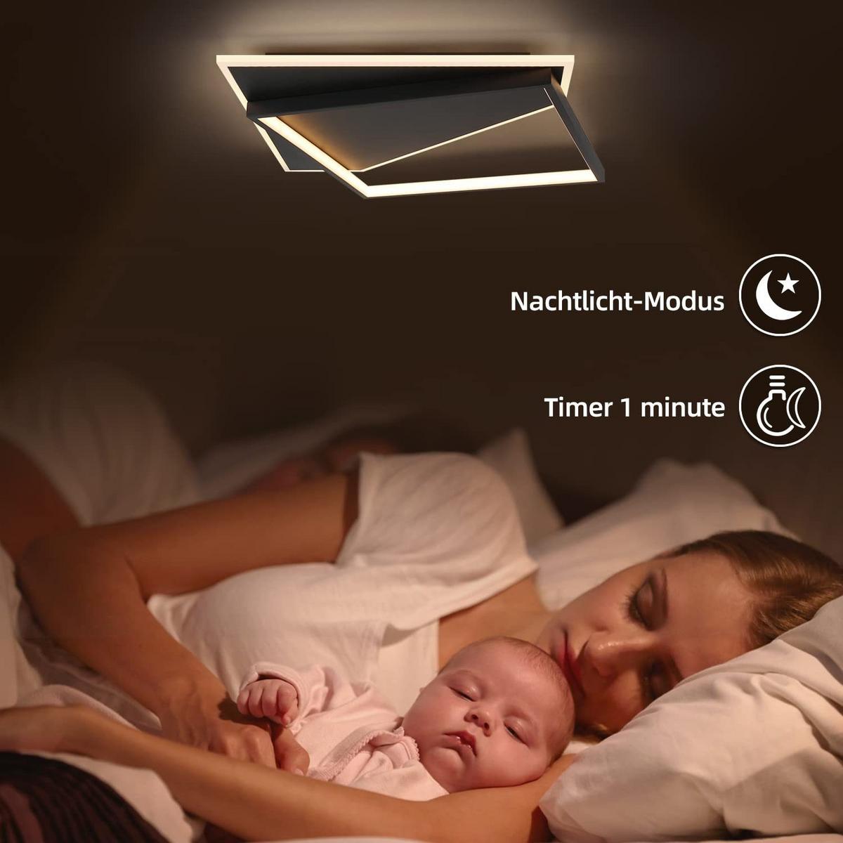 LED-DECKENLEUCHTE Schwarzwall 48.0/5.5/48.0 cm - Schwarz, Metall (48/48/5.5cm) - ZMH