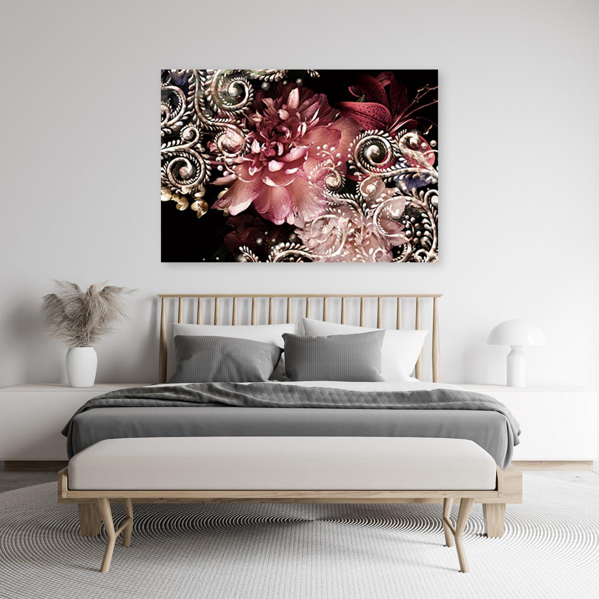 WANDBILD pfingstrose und lilienblume - Pink, Textil (60/40cm) - Feeby