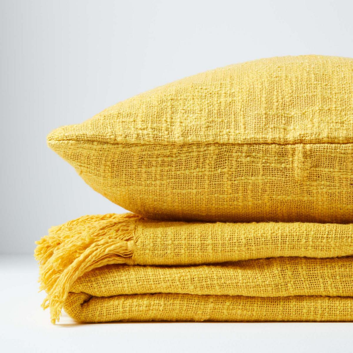 KISSENHÜLLE Nirvana Slub 45/45 cm, 100% Baumwolle - Gelb, Textil (45/45cm) - Homescapes