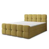BOXBETT BRUME 200x200 cm mit Matratze und Topper, H2+H3 - Gelb - Gelb, Holz (200/200cm) - MASSENO