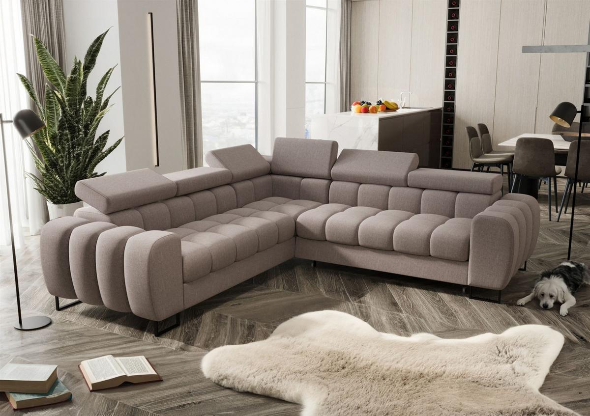ECKSOFA Bastien Mit Schlaffunktion - Hellgrau, Holzwerkstoff/Textil (260/260cm) - Fun Möbel