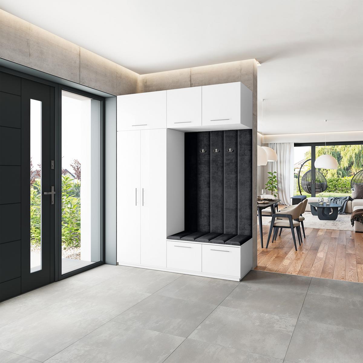 GARDEROBENSCHRANK REMA 180/240/60 cm Modern Weiß - Schwarz/Weiß, Holzwerkstoff (180/240/60cm) - MASSENO