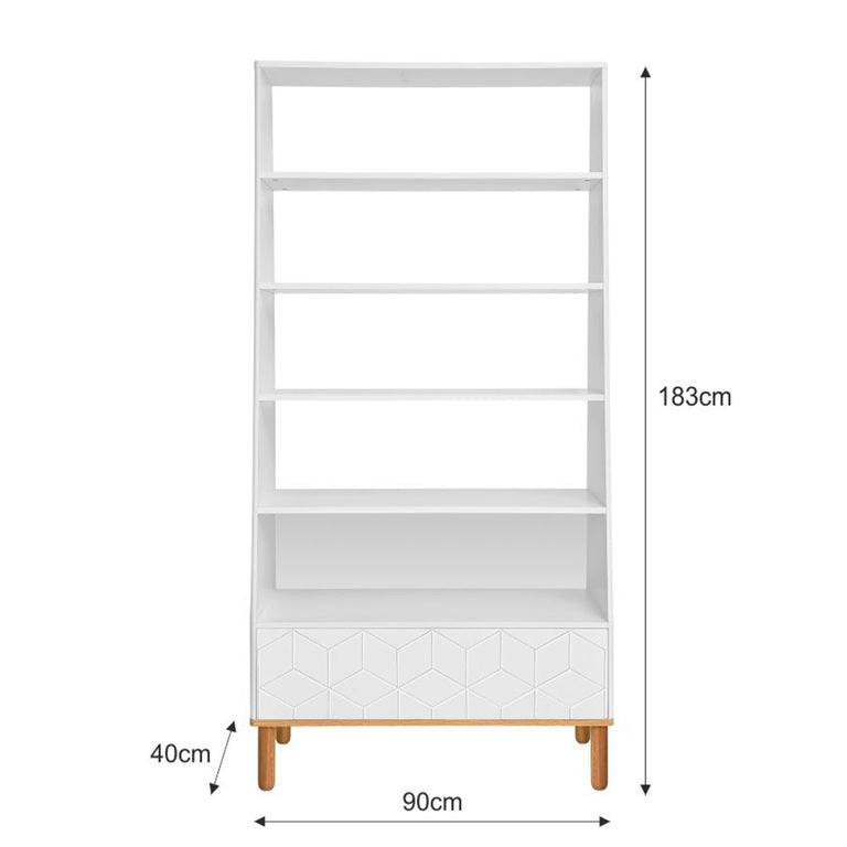 BÜCHERREGAL Weiß und Holz - Weiß, Holzwerkstoff (90/183/40cm) - Petits-meubles