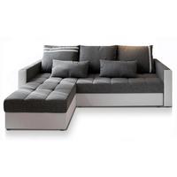 ECKSOFA KOS PIK Hellgrau Dünner Stoff mit Schlaffunktion - Hellgrau/Grau, Holz/Kunststoff (220/140cm) - MASSENO