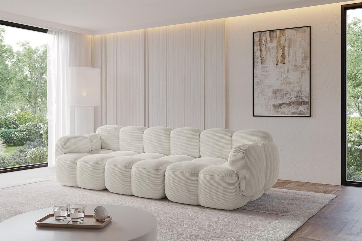 3-SITZER modulares Sofa Miko-S2 300x118x75 cm Creme Cord - Schwarz/Mokka, Holzwerkstoff/Kunststoff (300/75/118cm) - ALTDECOR