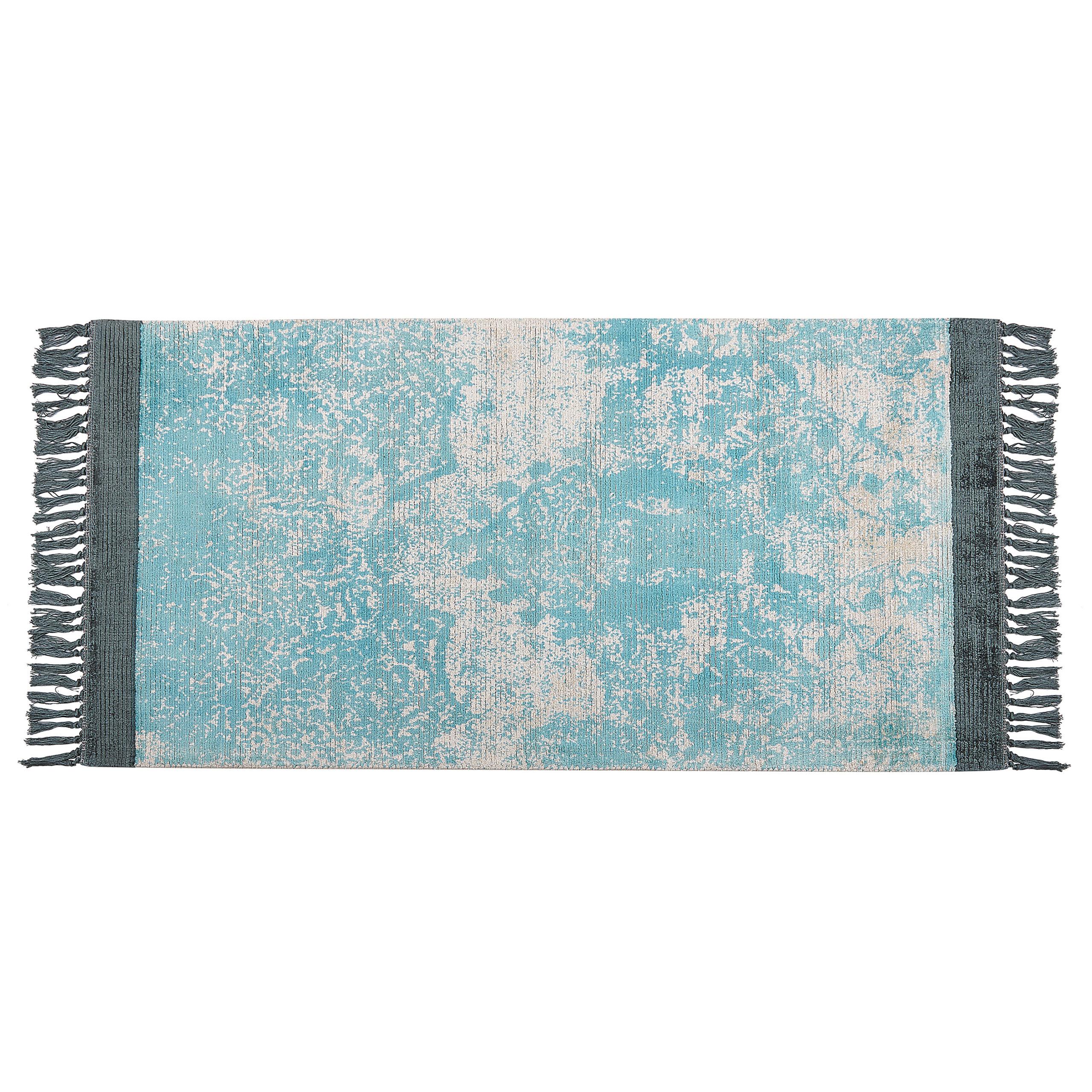 KURZFLOR-TEPPICH Akarsu 150/80 cm - Blau, Naturmaterialien (80/150cm) - Beliani