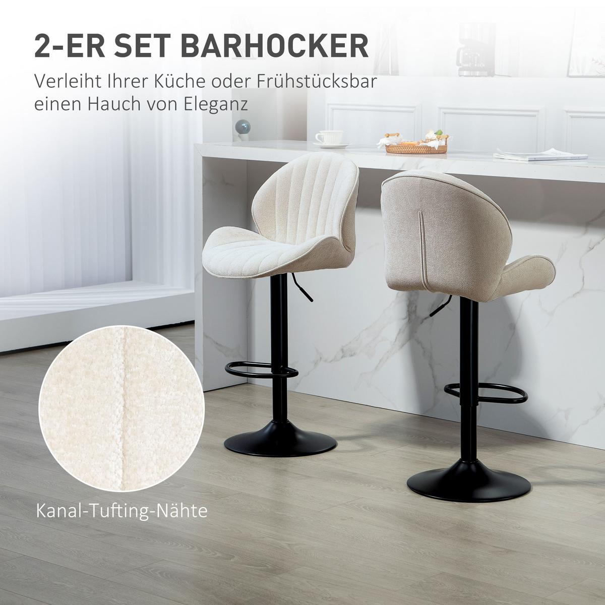 BARHOCKER 2er Set Polyester Stahl Beige - Beige/Schwarz, Textil/Metall (48/115/50cm) - HOMCOM