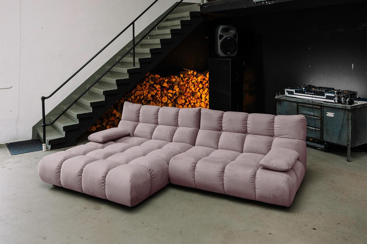 ECKSOFA VIVIEN Grau Velvet - Schwarz/Grau, Kunststoff/Textil (290/178cm) - KAWOLA