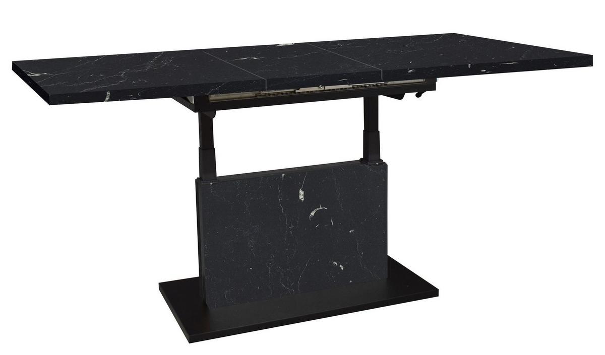 COUCHTISCH Höhenverstellbar Else 3 120x56x70 Holz Keramikoptik Schwarz - Schwarz, Holzwerkstoff (120/70/56cm) - 58aufmkessel
