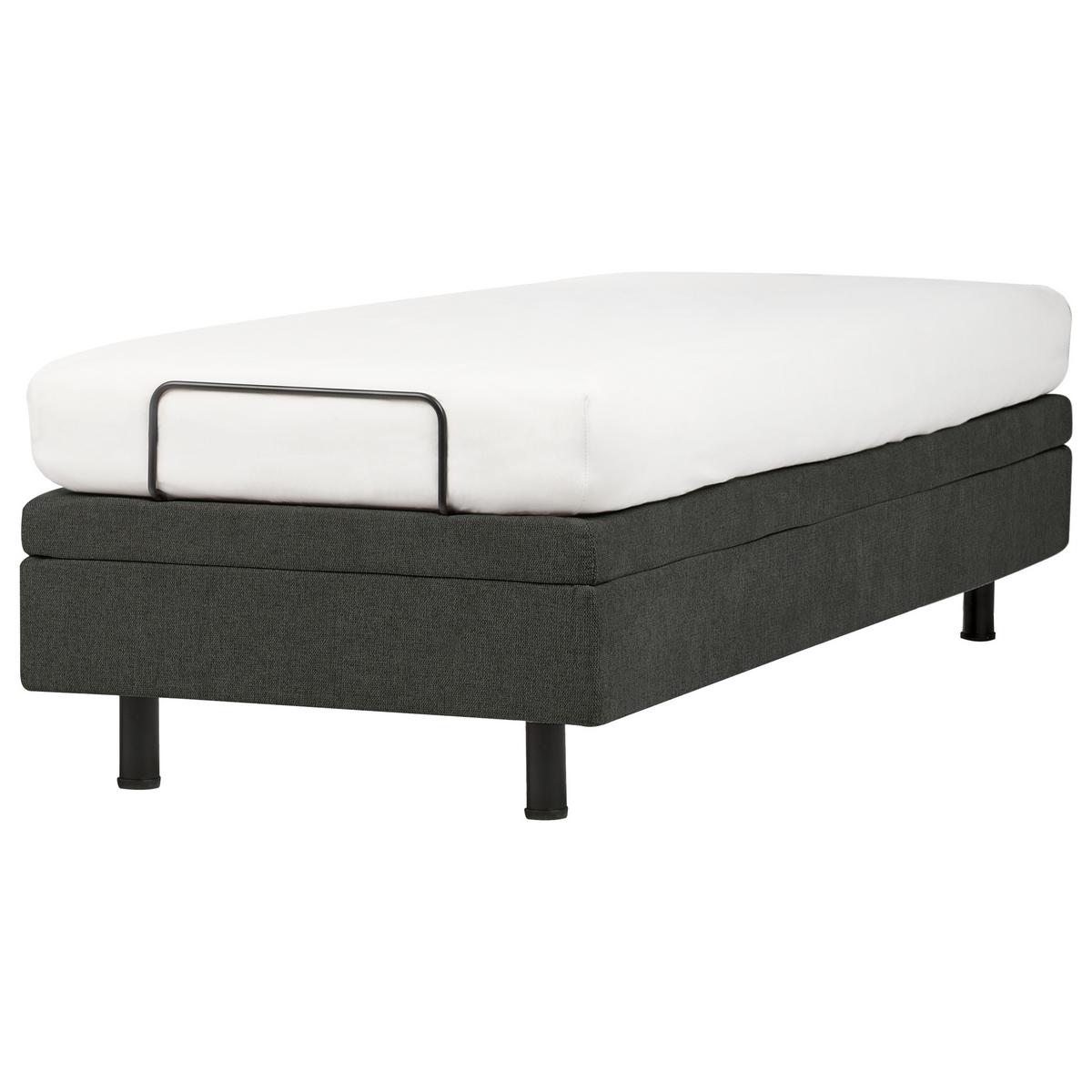 POLSTERBETT Verstellbar 80/200 cm Dunkelgrau Duke II - Dunkelgrau/Schwarz, Textil (80/200cm) - Beliani