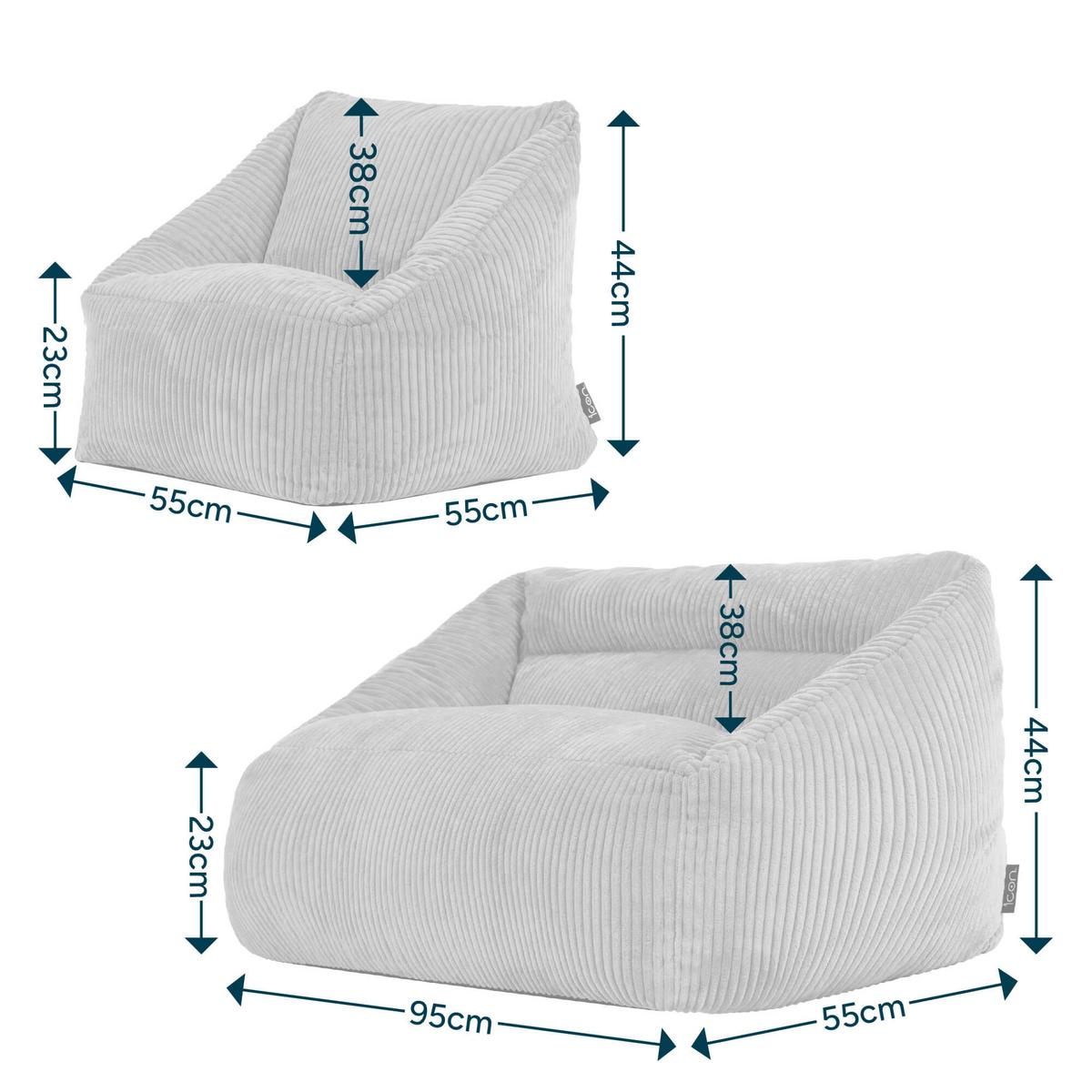 KINDERSOFA mit Sitzsack Sessel Cecilia - Beige, Textil (140/44/55cm) - icon