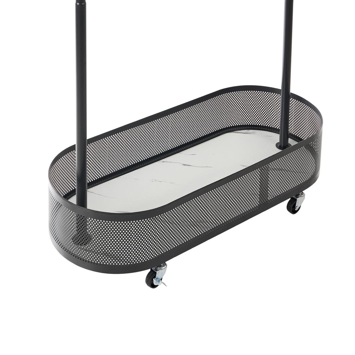 GARDEROBENSTÄNDER mit Ablage mit Rädern Schwarz Roussilion - Schwarz, Metall (80/175/80cm) - Beliani