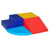 SOFTBAUSTEINE 4 TLG Schaumstoffbausteine Riesenbausteine Kunstleder mehrfarbig - Blau/Rot, Kunststoff (45/25/45cm) - HOMCOM