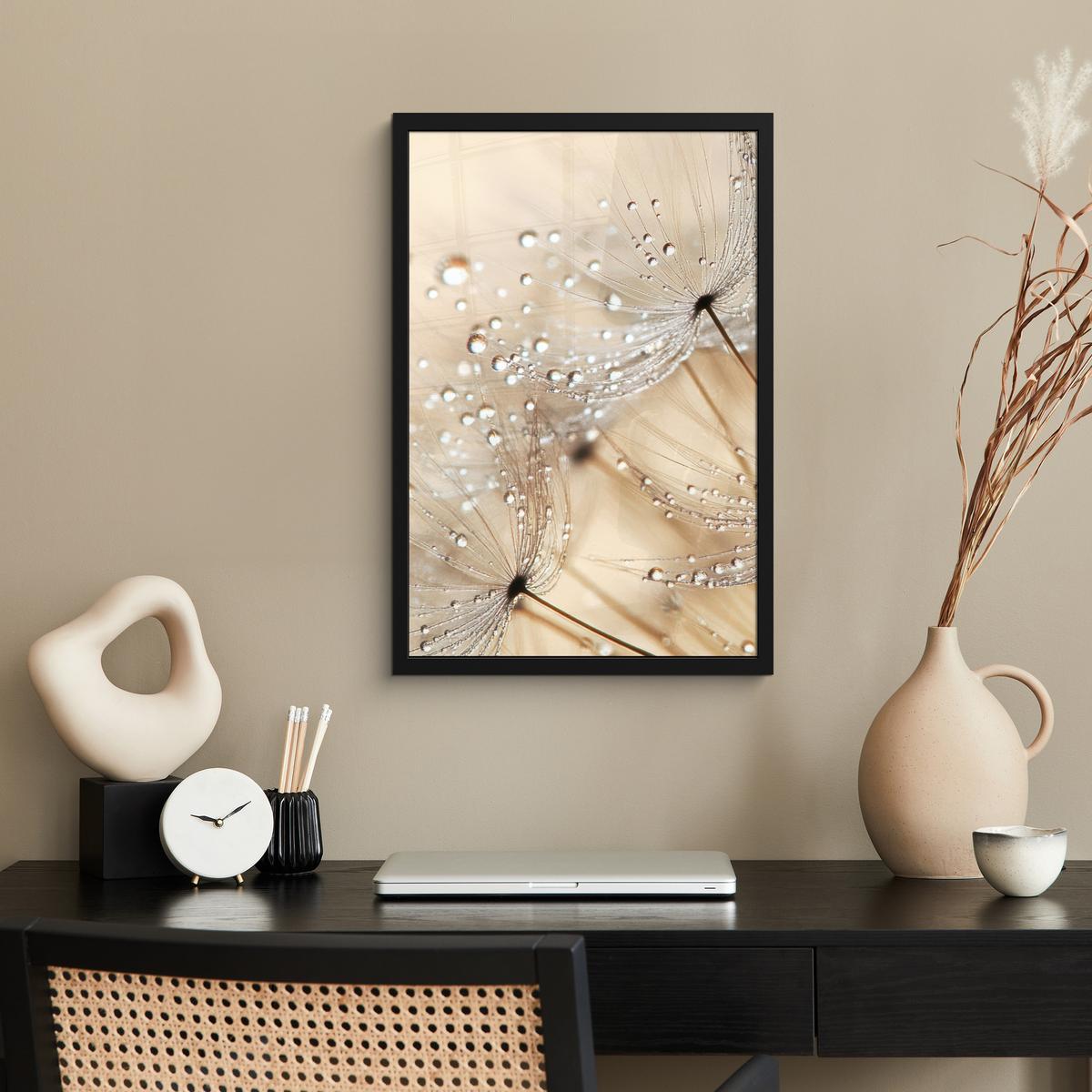 POSTER MIT RAHMENGERAHMTES BILD Löwenzahn - Abstrakt - Natur - Beige Bilder mit Rahmen 40x60 cm - Braun, Papier (40/60cm) - MuchoWow