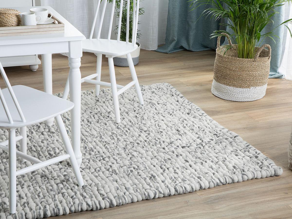 FILZKUGELTEPPICH Amdo 230/160 cm - Grau, Textil (160/230cm) - Beliani