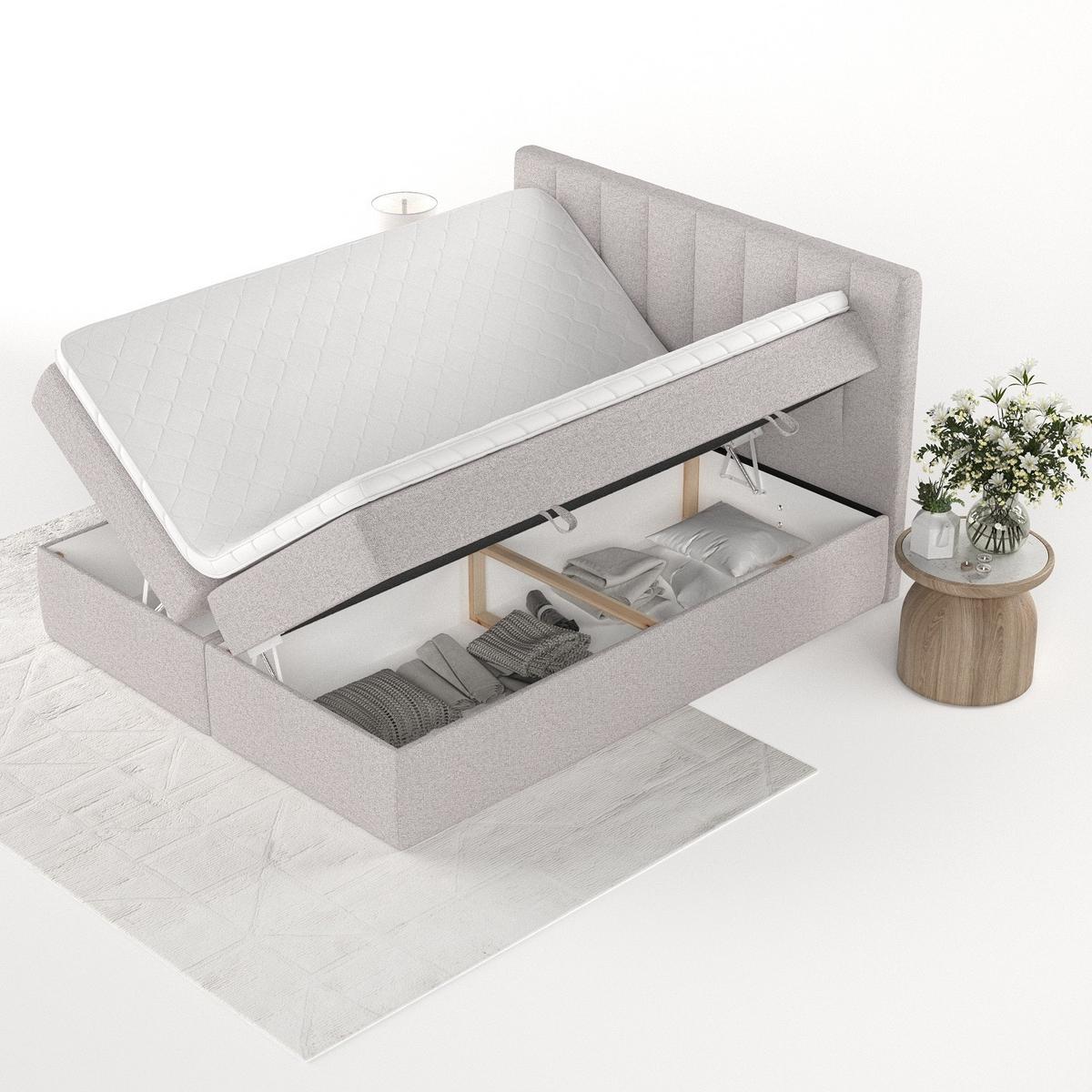 BOXBETT Bari 180/200 cm Beige im Riva Stoff - Beige, Holz/Holzwerkstoff (180/200cm) - AltaBeds