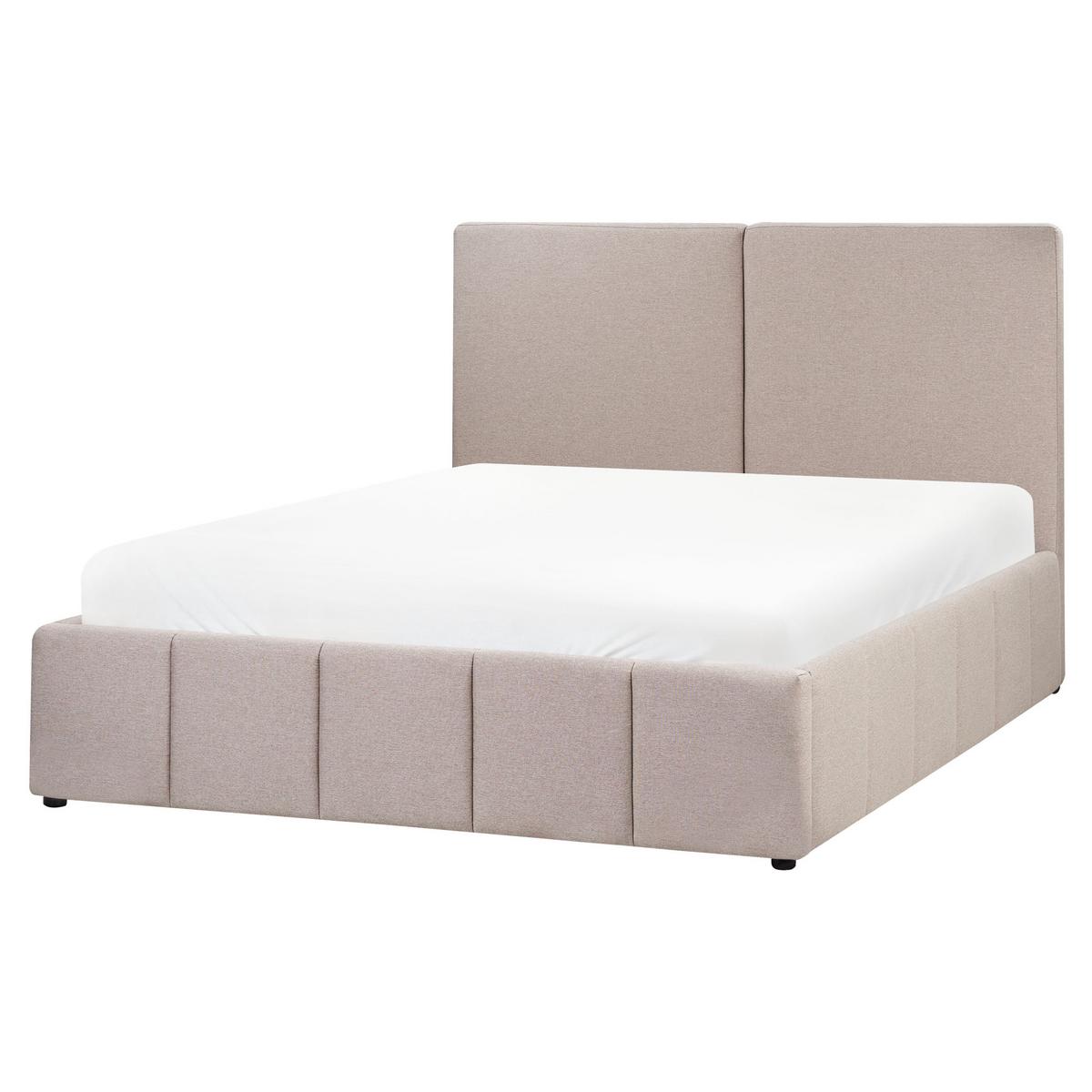 BETT mit Stauraum 160/200 cm Stoff Taupe Castelnavet - Taupe, Textil (160/200cm) - Beliani
