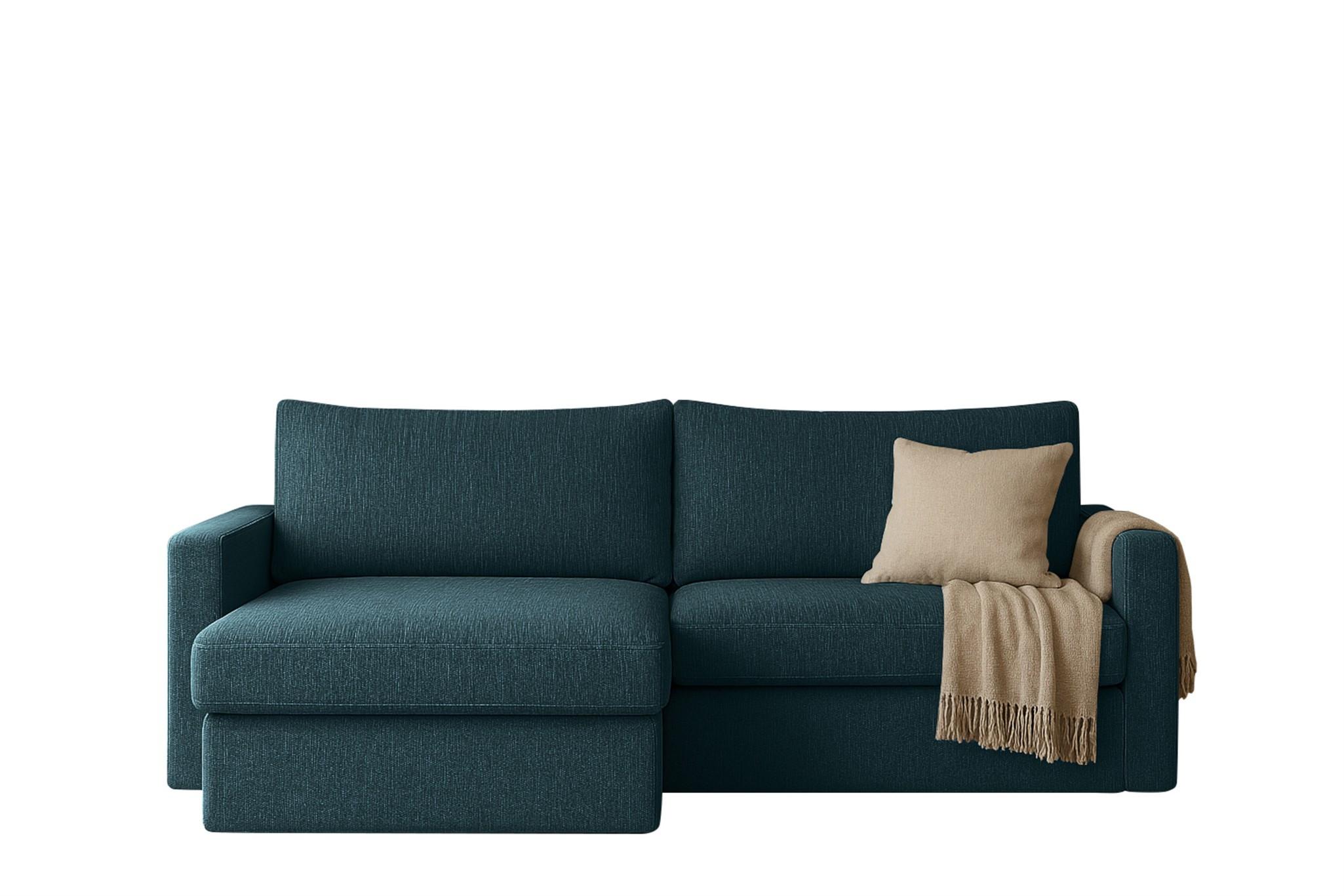 ECKSOFA Bendik In Faro - Dunkelblau, Holzwerkstoff/Textil (224/140cm) - Fun Möbel