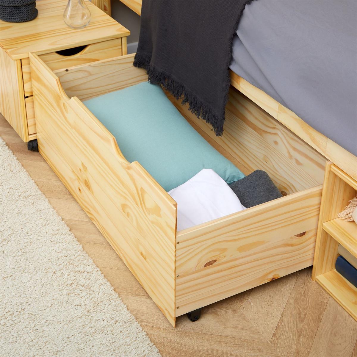 SCHUBLADENBETT SABRINA 90x190 cm natur - Naturfarben, Holz (90/190cm) - IDIMEX