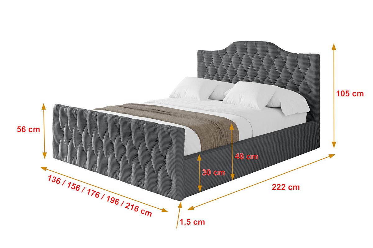 POLSTERBETT mit Bettkasten, Fußteil und Lattenrost, Boxbett mit Matratze H3/H4 - FALIO-Z 120x200 Dunkelgrau - Anthrazit, Holzwerkstoff/Textil (120/200cm) - ALTDECOR