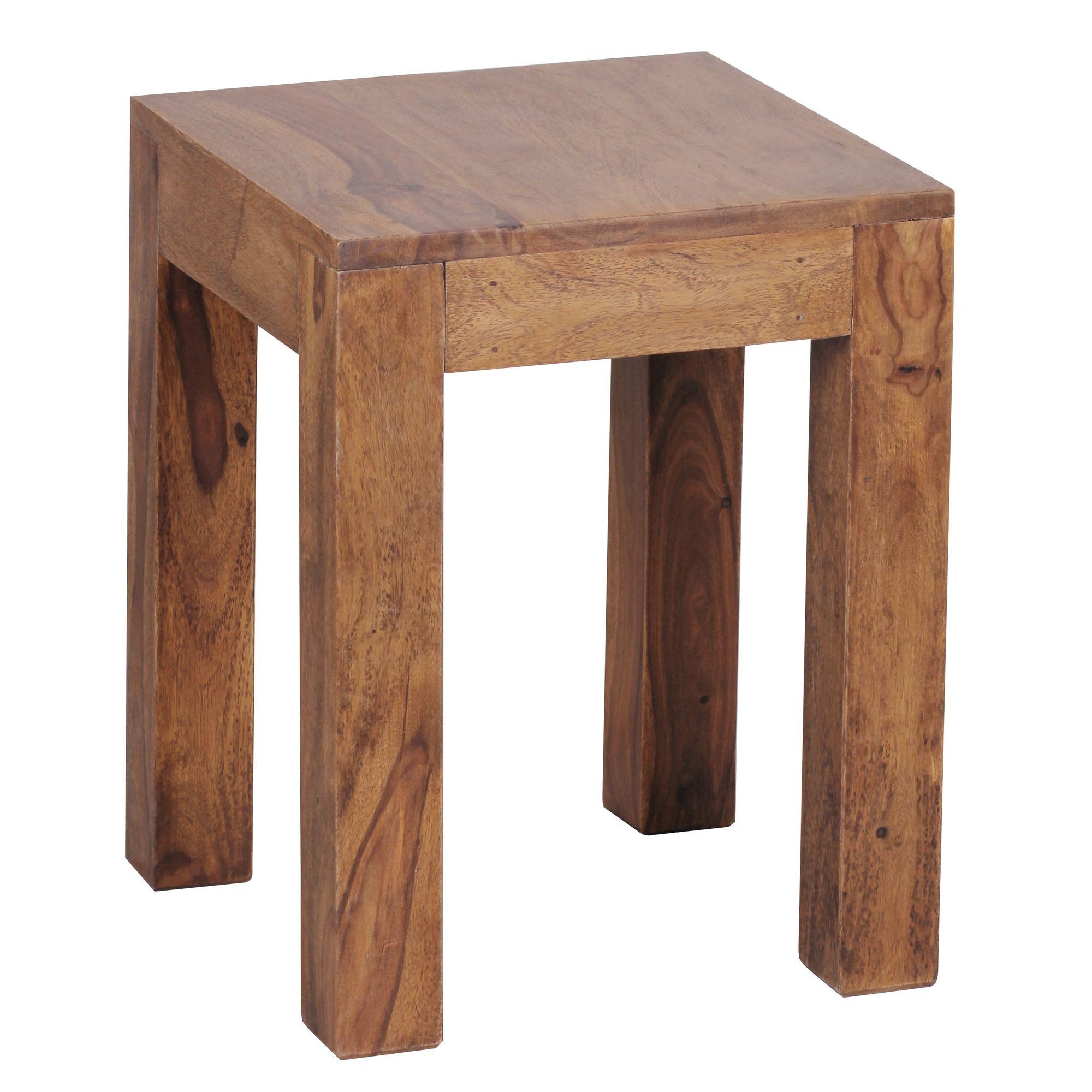 BEISTELLTISCH Massivholz Landhausstil Design MUMBAI, Dunkelbraun 35x35x45 cm - Braun, Holz (35/35/45cm) - KADIMA DESIGN
