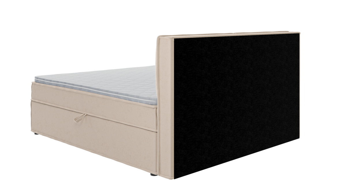 BOXBETT Eclipse 180/200 cm Beige Luxusmicrofaser - Beige/Schwarz, Holz/Kunststoff (180/200cm) - S-Style Möbel