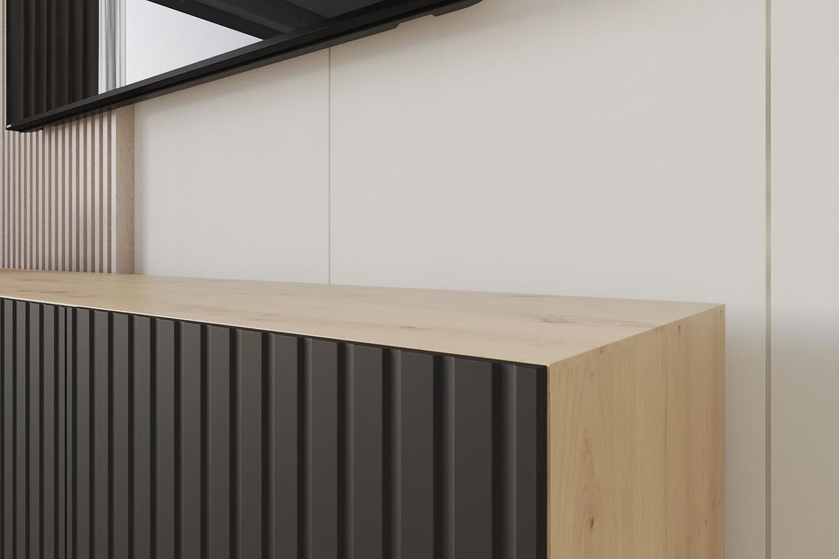 LOWBOARD KITO-W 2x100x40x40 cm - Artisan / Schwarz - Schwarz/Eiche Artisan, Holzwerkstoff (200/40/40cm) - ALTDECOR