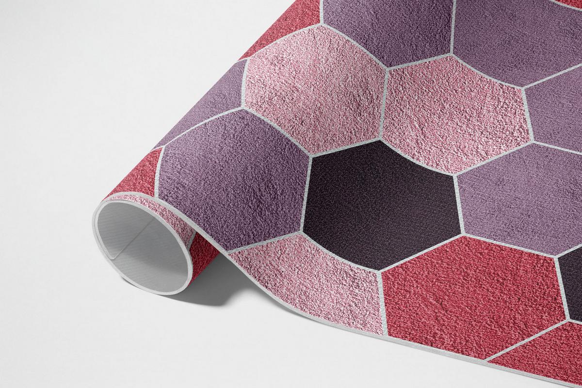 TEPPICH 100x150 cm Plüsch-Hexagone Geometrisches Muster - Rosa, Kunststoff (100/150cm) - Wallfluent