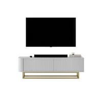 TV-LOWBOARD Aurora Weiß matt 140 cm mit goldenem Metallrahmen - Schwarz/Weiß, Holzwerkstoff/Metall (140/44/35cm) - Meble Lindner