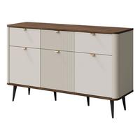 KOMMODE Marly 3S3D RE10 - Kaschmir/Goldfarben, Holzwerkstoff/Metall (130/82/40cm) - MIRJAN24
