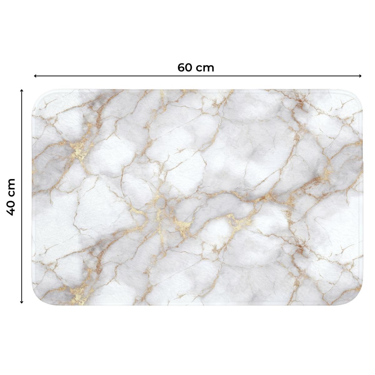 WC-VORLEGER Weiß - Gold - Marmor - Grau Toilettenvorleger 60x40 cm - Weiß, Textil (60/1cm) - OnlyWow