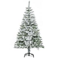 WEIHNACHTSBAUM 150 cm Künstlicher Kieferbaum mit Kunstschnee, 358 Astspitzen - Weiß/Grün, Kunststoff/Metall (150cm) - HOMCOM