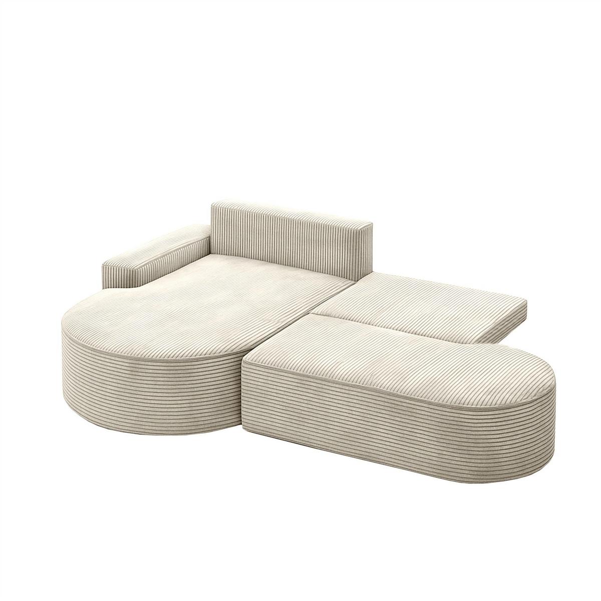 ECKSOFA Venedig Mit Schlaffunktion - Weiß, Holzwerkstoff/Textil (278/179cm) - Fun Möbel