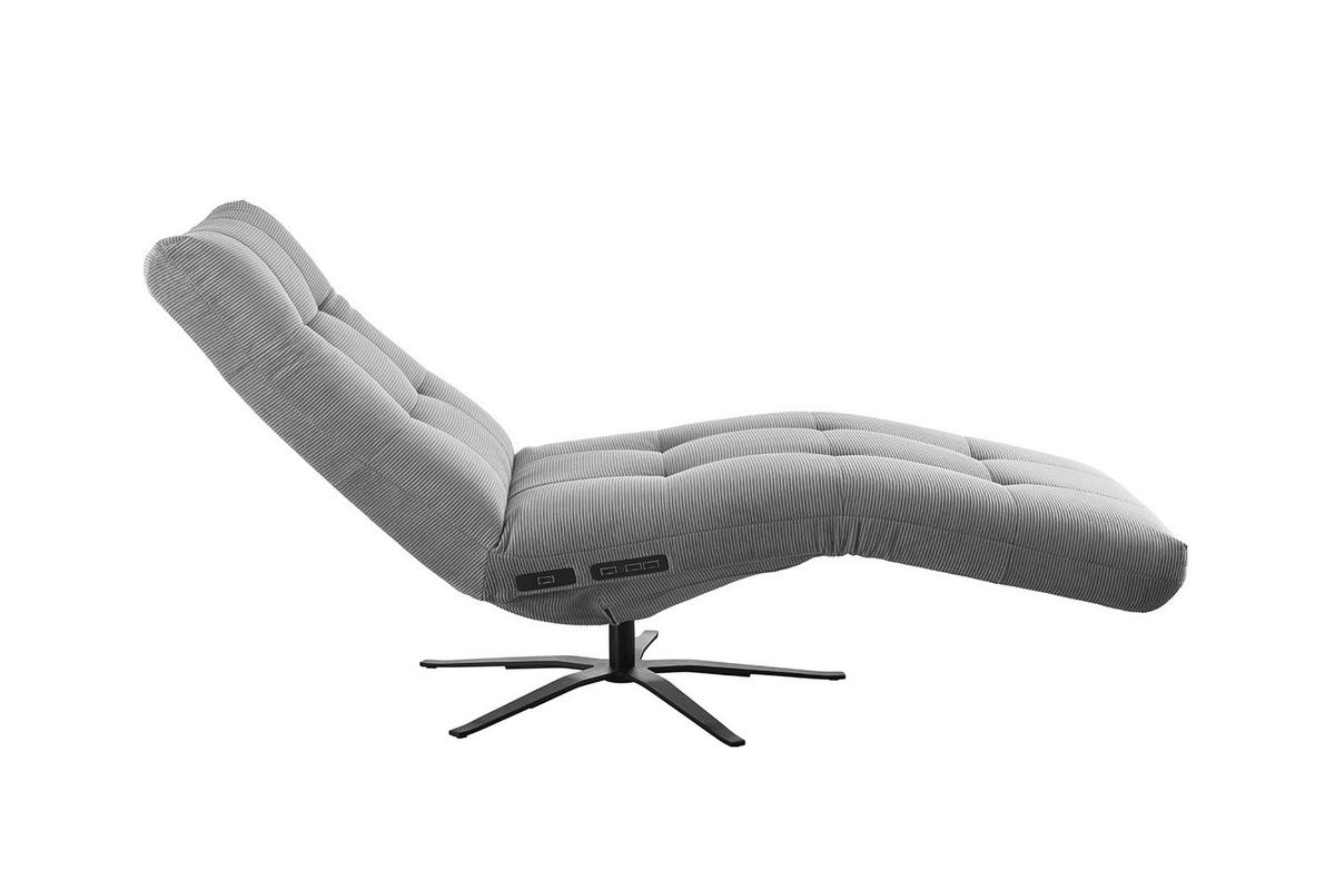 RELAXLIEGE LETICIA Grau Cord Drehbar (360°), Relaxfunktion - Schwarz/Grau, Textil/Metall (82/115/156cm) - KAWOLA