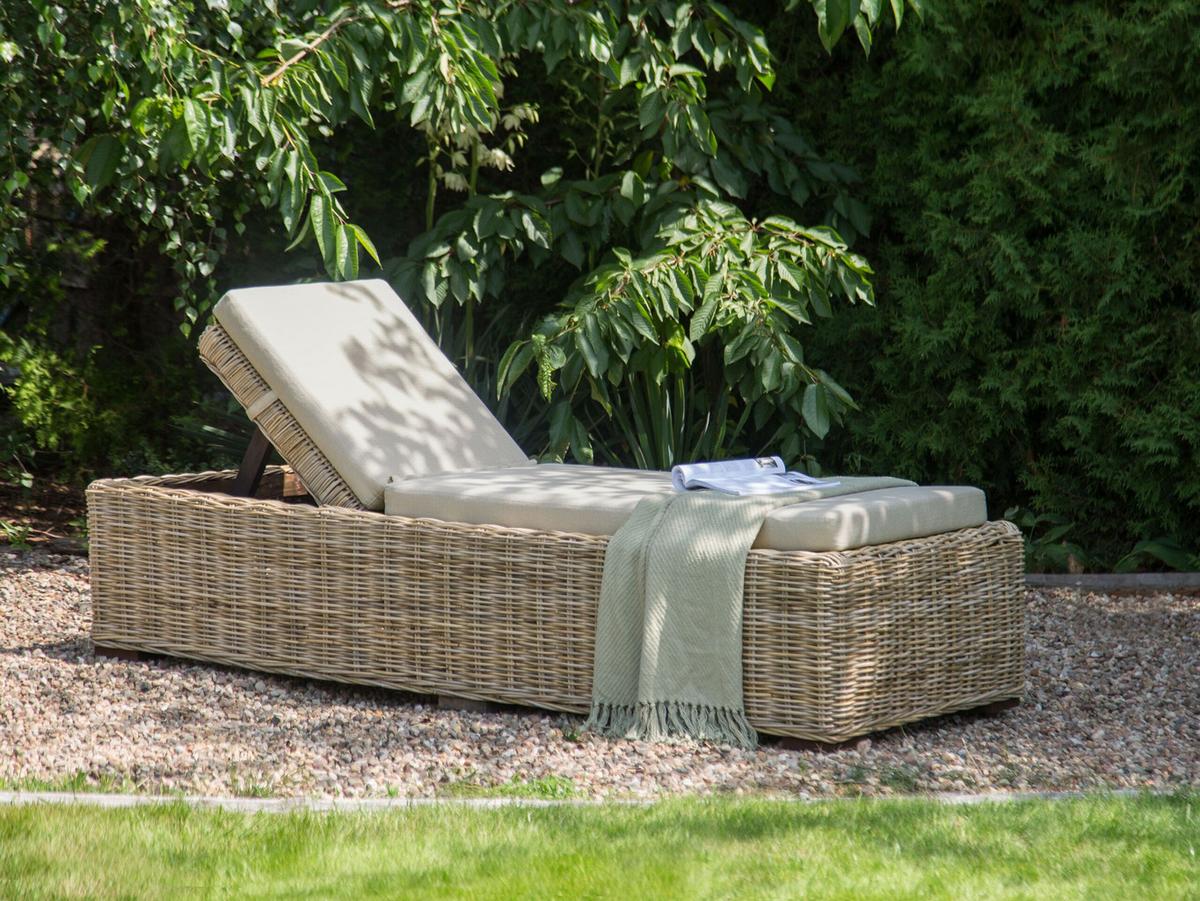 GARTENLIEGE Naturfarben Palese - Naturfarben/Grau, Naturmaterialien (77/88/195cm) - Beliani