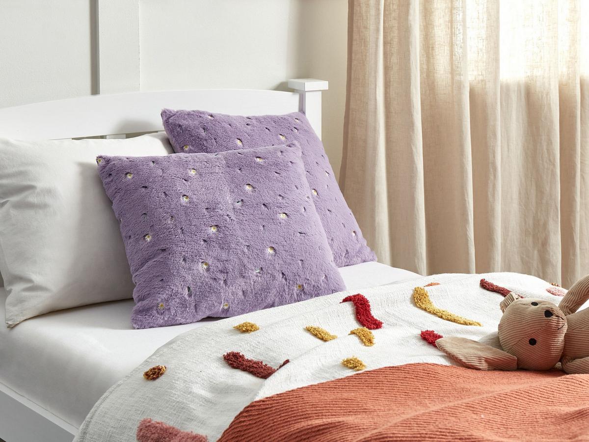 DEKOKISSEN 2er-Set Violett 45/45 cm Lavatera - Violett, Textil (45/45cm) - Beliani