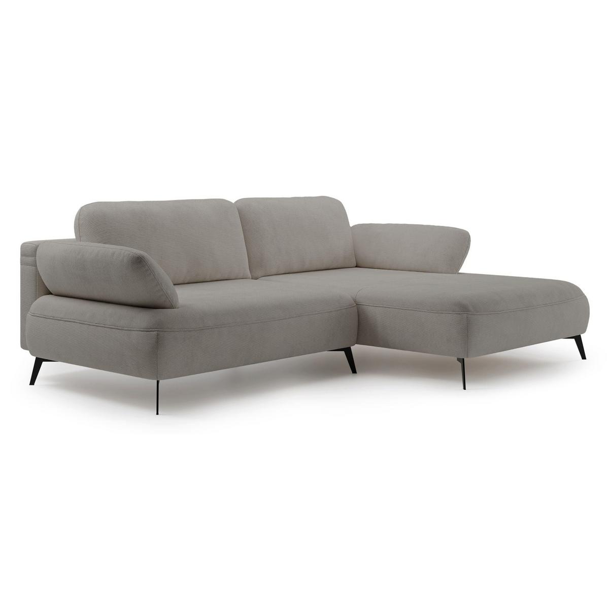 ECKSOFA Avolla Graubeige rechts - Taupe/Schwarz, Textil/Metall (186/284cm) - Selsey
