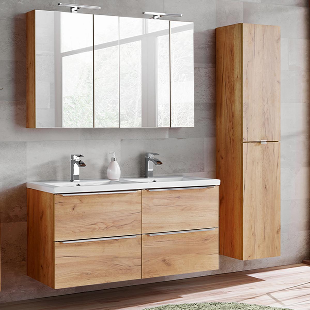 BADMÖBEL 120cm April 2er-Set Holz - Braun, Holzwerkstoff (120/57/46cm) - Petits-meubles