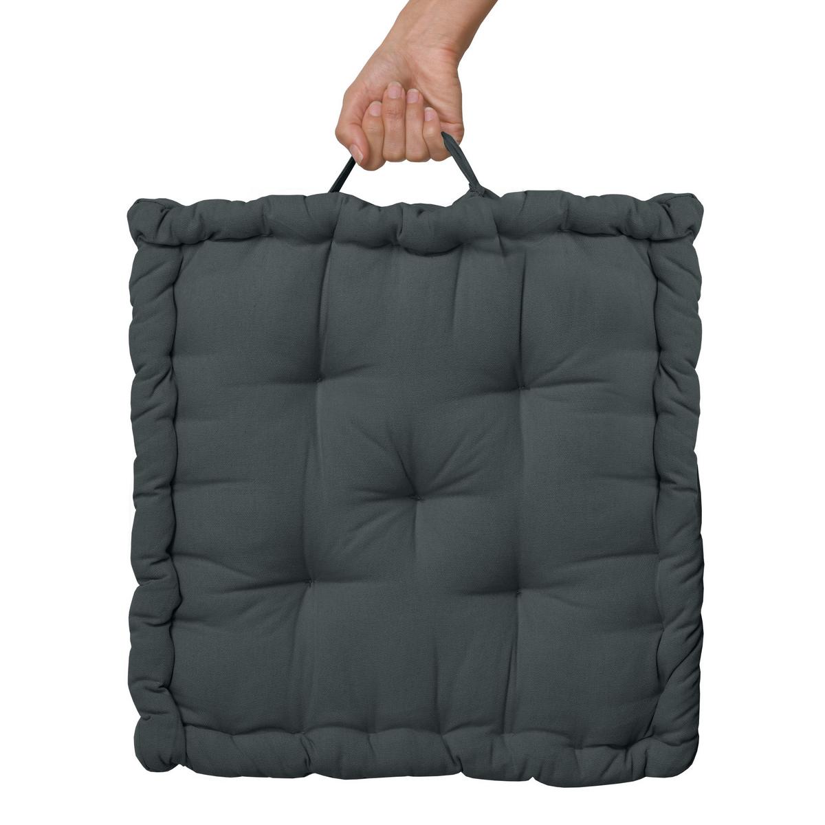 STUHLKISSEN Mila 50/50/10cm Anthrazit - Anthrazit, Textil (50/50/10cm) - Beautissu 
