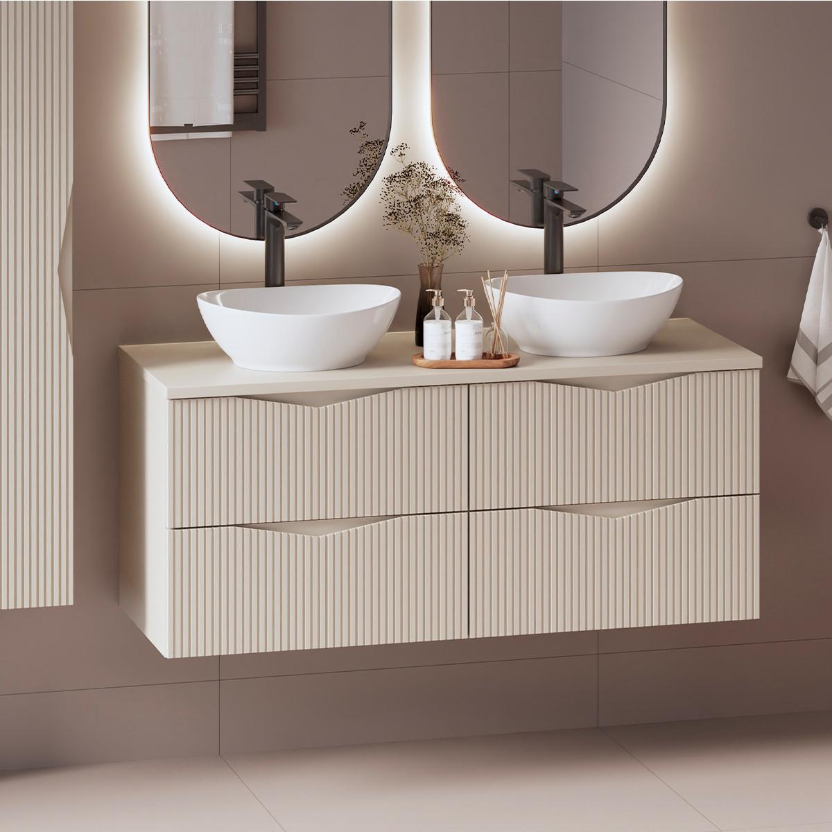 WASCHTISCHUNTERSCHRANK 120cm Tao Kaschmir - Beige, Holzwerkstoff (120/50/46.5cm) - Petits-meubles