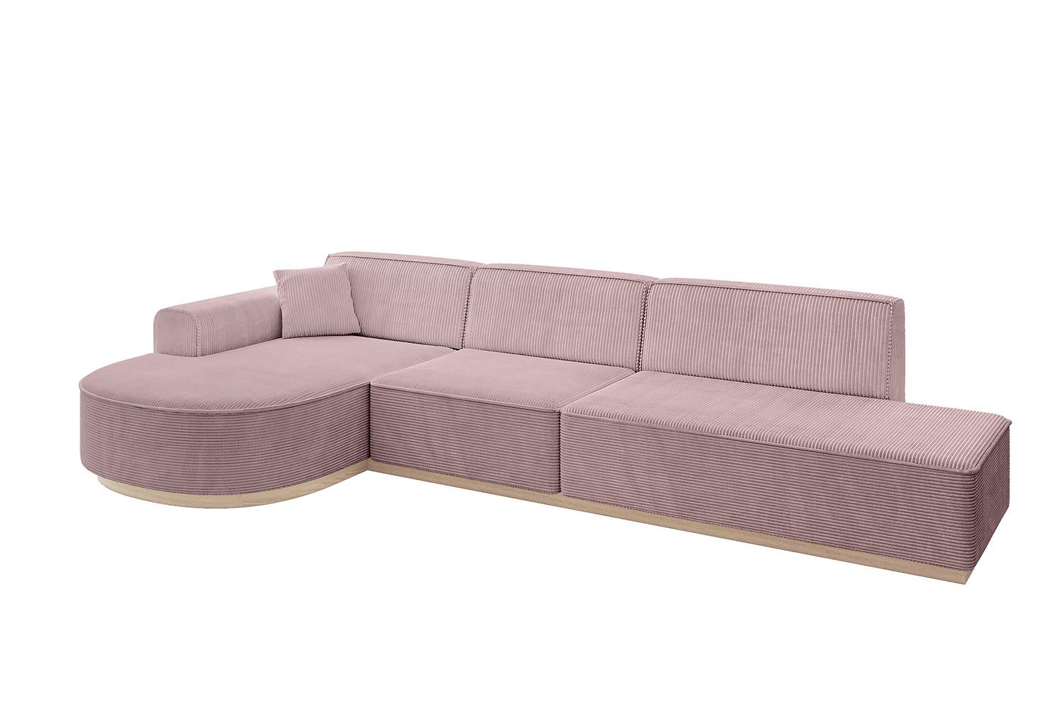 ECKSOFA Ottomane Links ARRIO-L2 - 328x171x83 cm Rosa - Rosa, Holzwerkstoff/Textil (328/171cm) - ALTDECOR