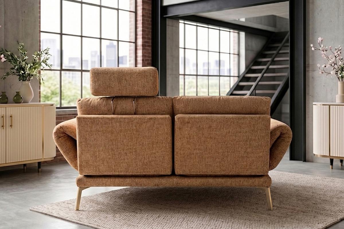 SOFA HOLLY Braun Flachgewebe - Braun, Textil/Metall (176/90/92cm) - KAWOLA