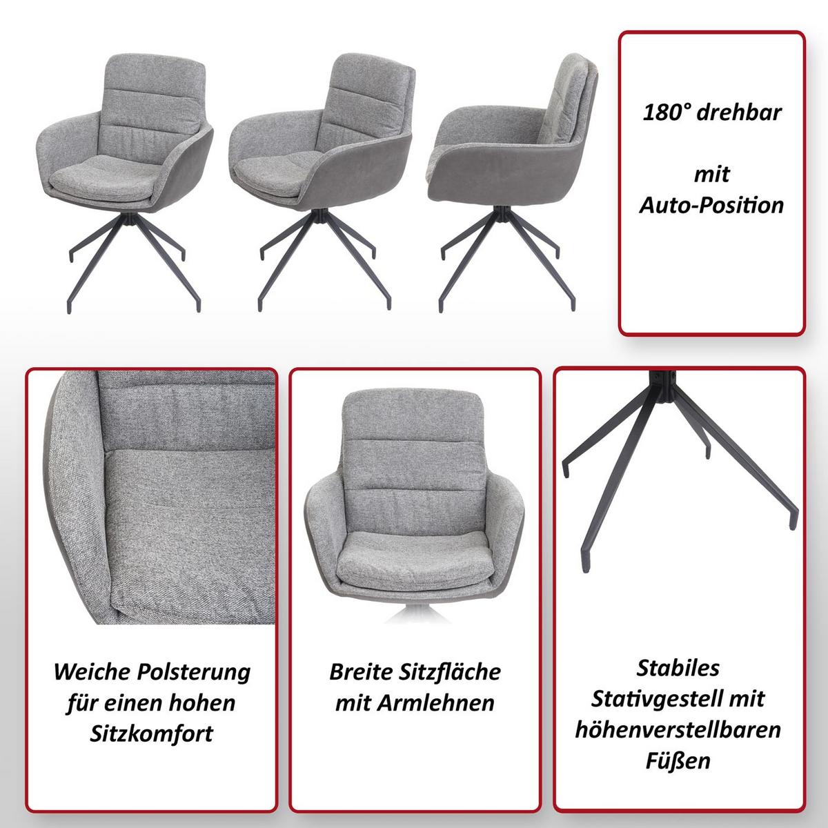 ESSZIMMERSTUHL Grau - Grau, Textil (60/89/54cm) - MCW