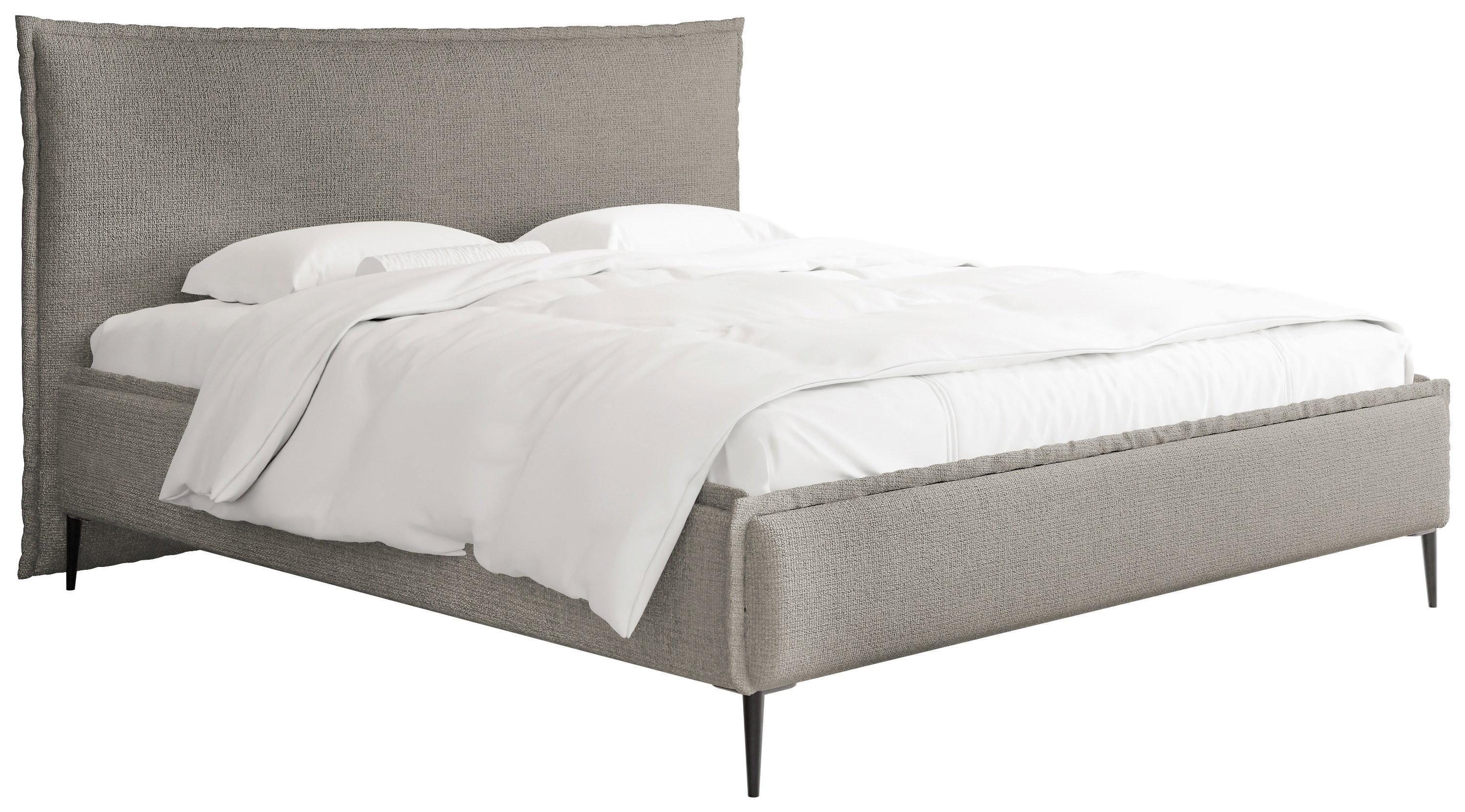 POLSTERBETT Pillow Rise mit Bettkasten, Lattenrost & hohen Metallfüßen in Taupe Chenille 200x200 cm - Taupe/Beige, Holz/Holzwerkstoff (200/200cm) - WFL GROUP