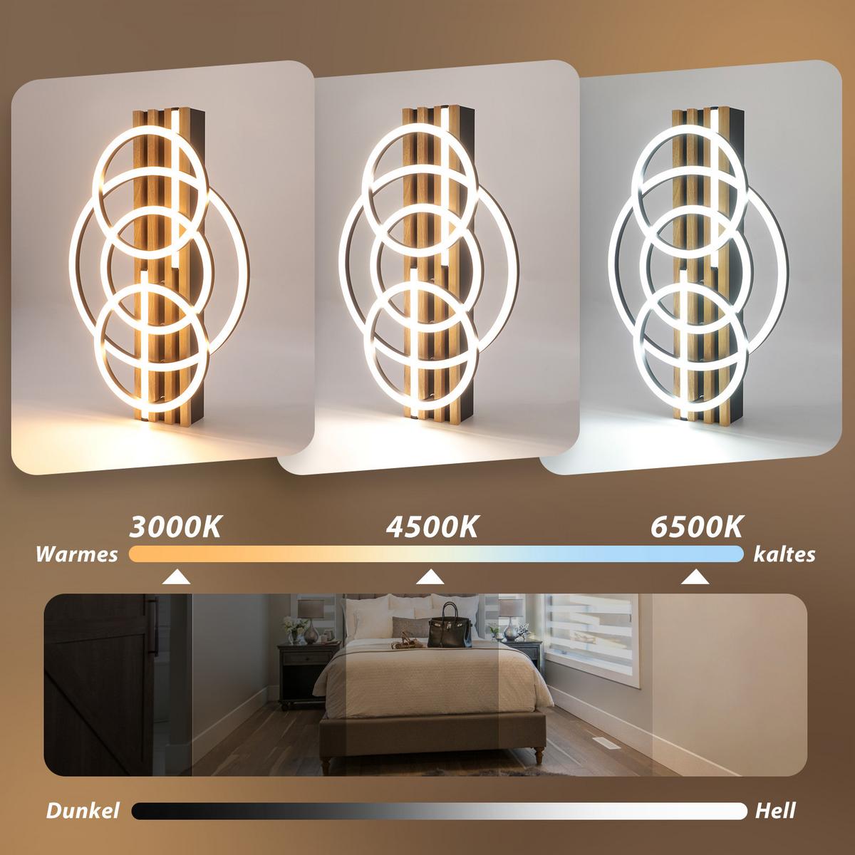 LED DECKENLEUCHTE Trisal 50/32/10.3 cm - Schwarz, Holz/Metall (50/32/10.3cm) - ZMH