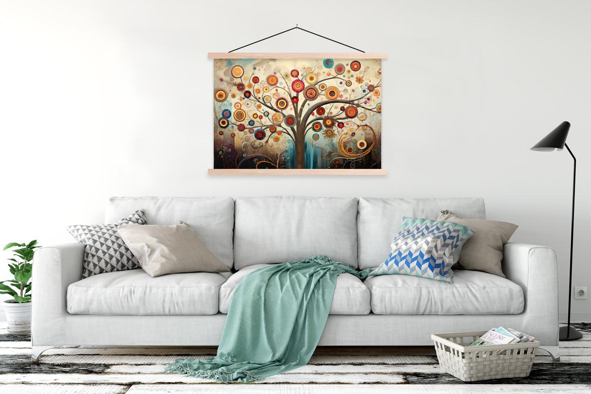POSTER MIT MAGNETLEISTEN Baum - Baum des Lebens - Farbe Magnetleiste 120x80 cm - Braun, Textil (120/80/0.15cm) - MuchoWow